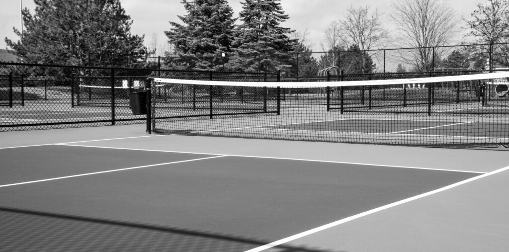 Pickleball Court Complex with Paddle and Ball
